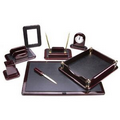 8 Piece Dark Burgundy Wood Desk Set